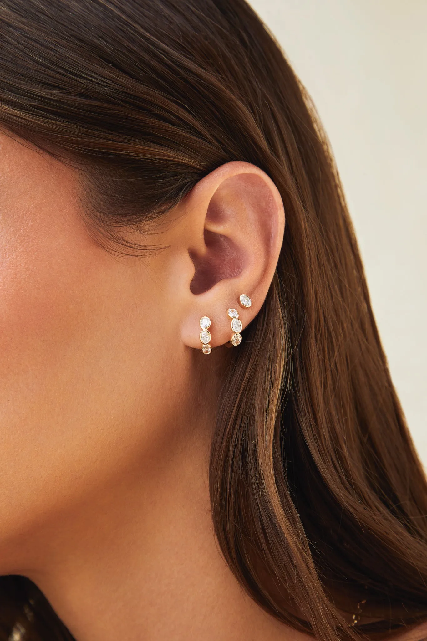 Bezel Set Oval Diamond Huggie Earrings sold by EF Collection product image thumbnail 2