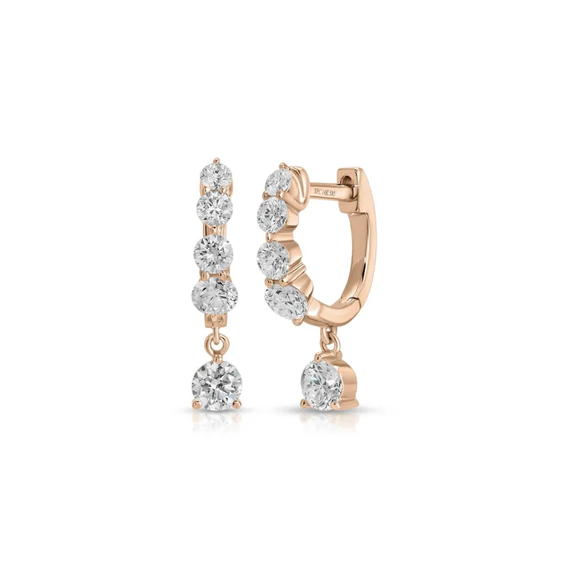 Graduated Diamond Drop Mini Huggie Earrings sold by EF Collection