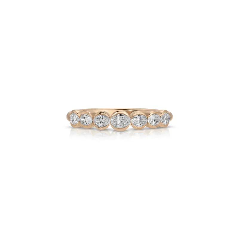 Half Bezel Oval Diamond Ring sold by EF Collection