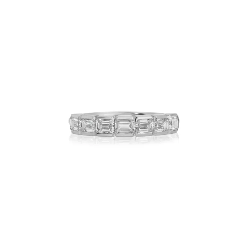 Half Bezel Emerald Cut Diamond Ring sold by EF Collection
