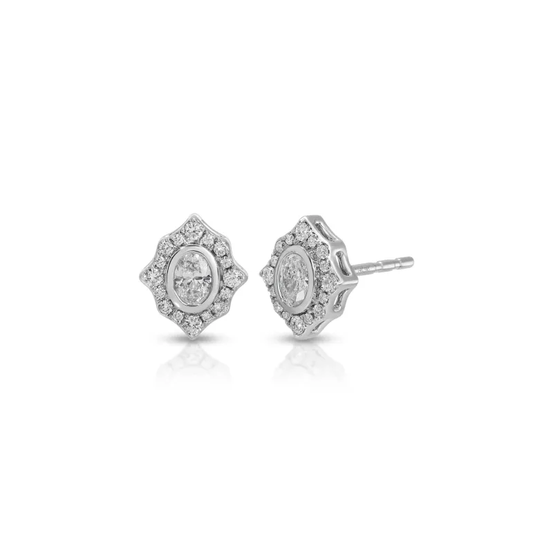 Oval Diamond Daphne Stud Earrings sold by EF Collection