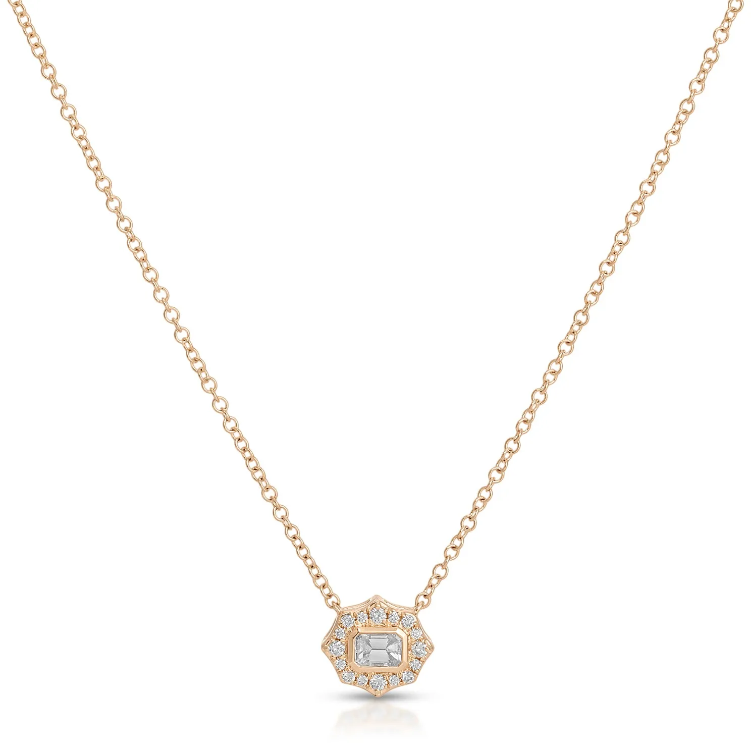 Daphne Emerald Cut Diamond Necklace sold by EF Collection