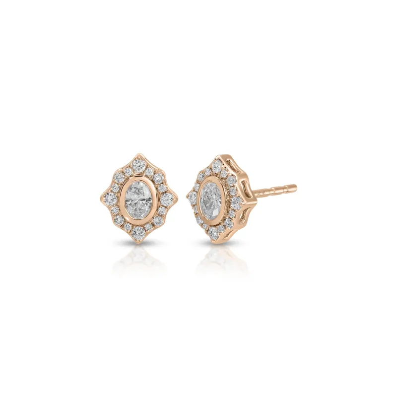 Oval Diamond Daphne Stud Earrings sold by EF Collection