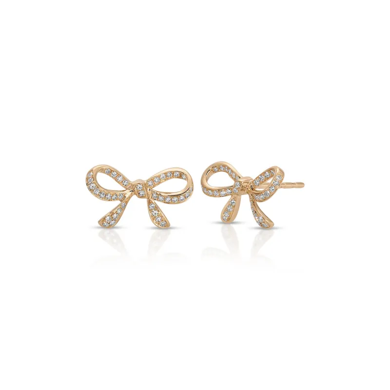 Diamond Bow Stud Earrings sold by EF Collection