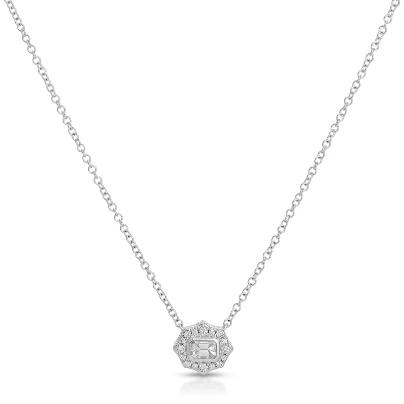 Daphne Emerald Cut Diamond Necklace sold by EF Collection