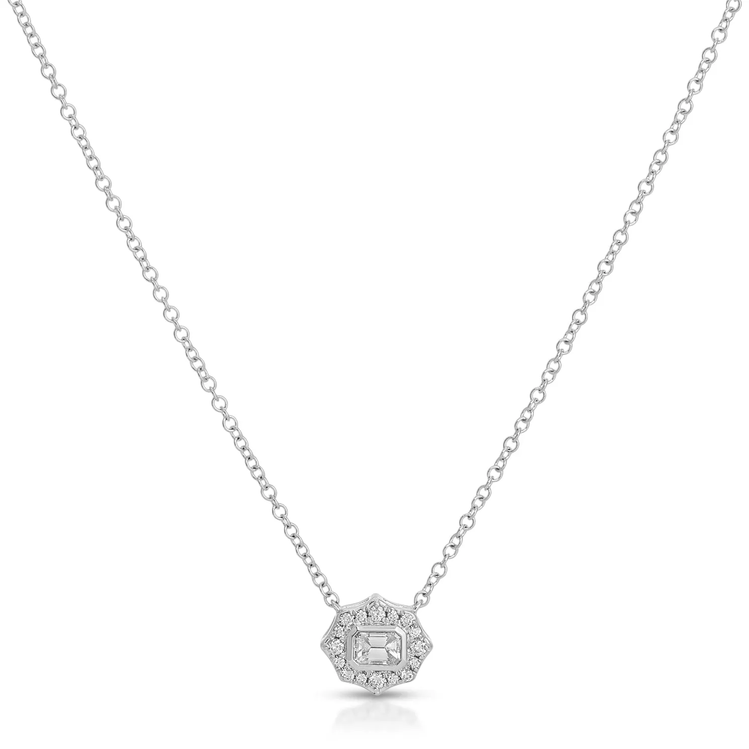 Daphne Emerald Cut Diamond Necklace sold by EF Collection