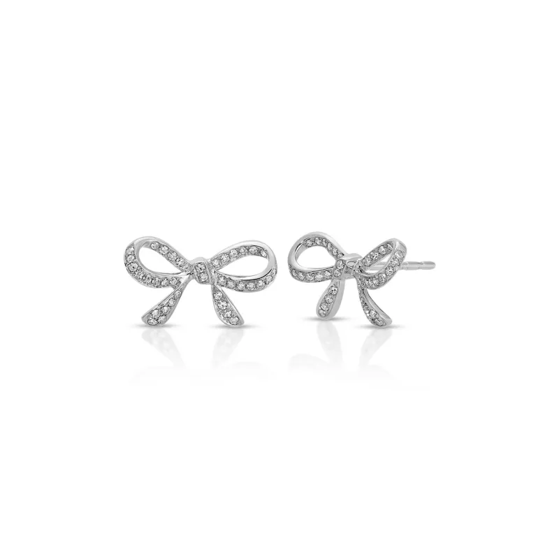 Diamond Bow Stud Earrings sold by EF Collection