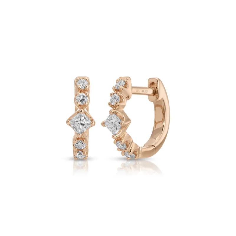 Diamond Kate Mini Huggie Earrings sold by EF Collection