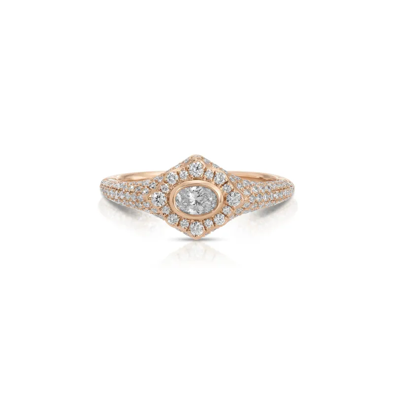 Oval Diamond Daphne Signet Ring sold by EF Collection