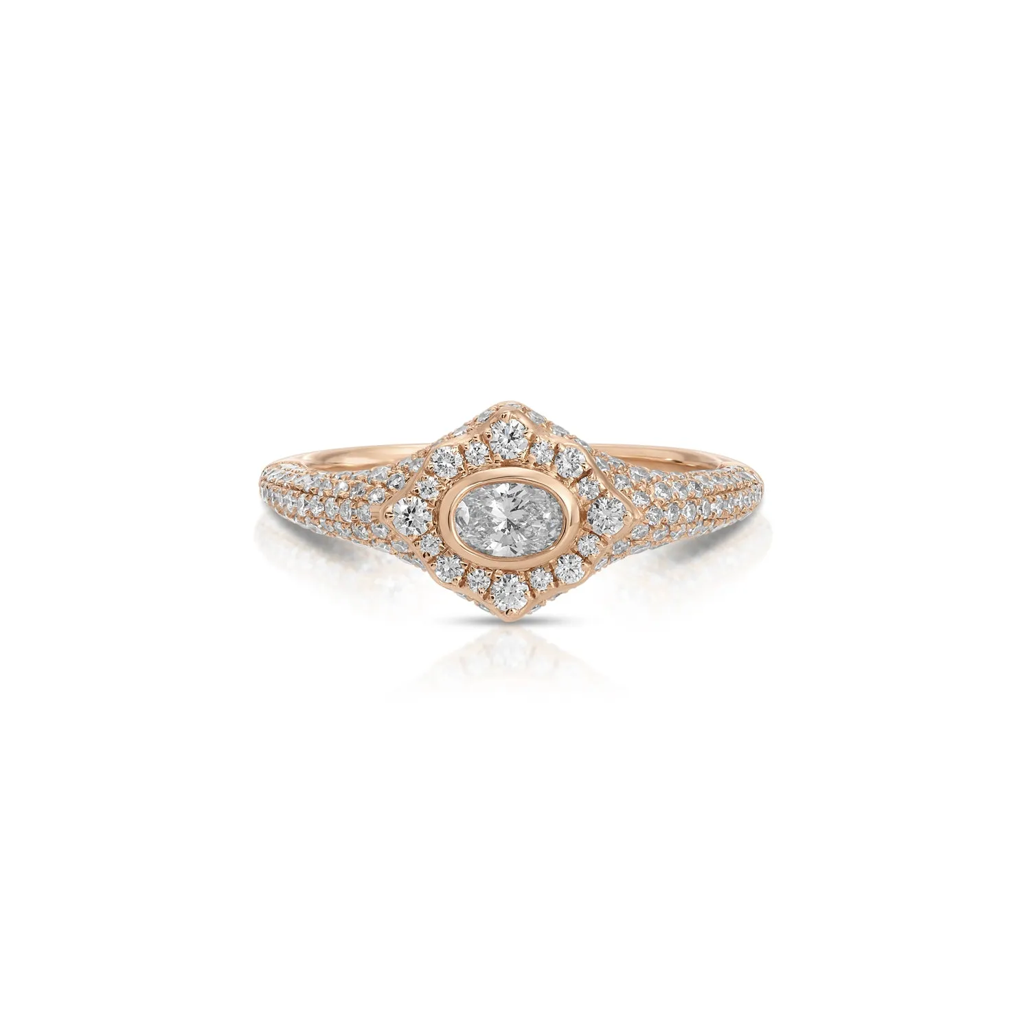 Oval Diamond Daphne Signet Ring sold by EF Collection