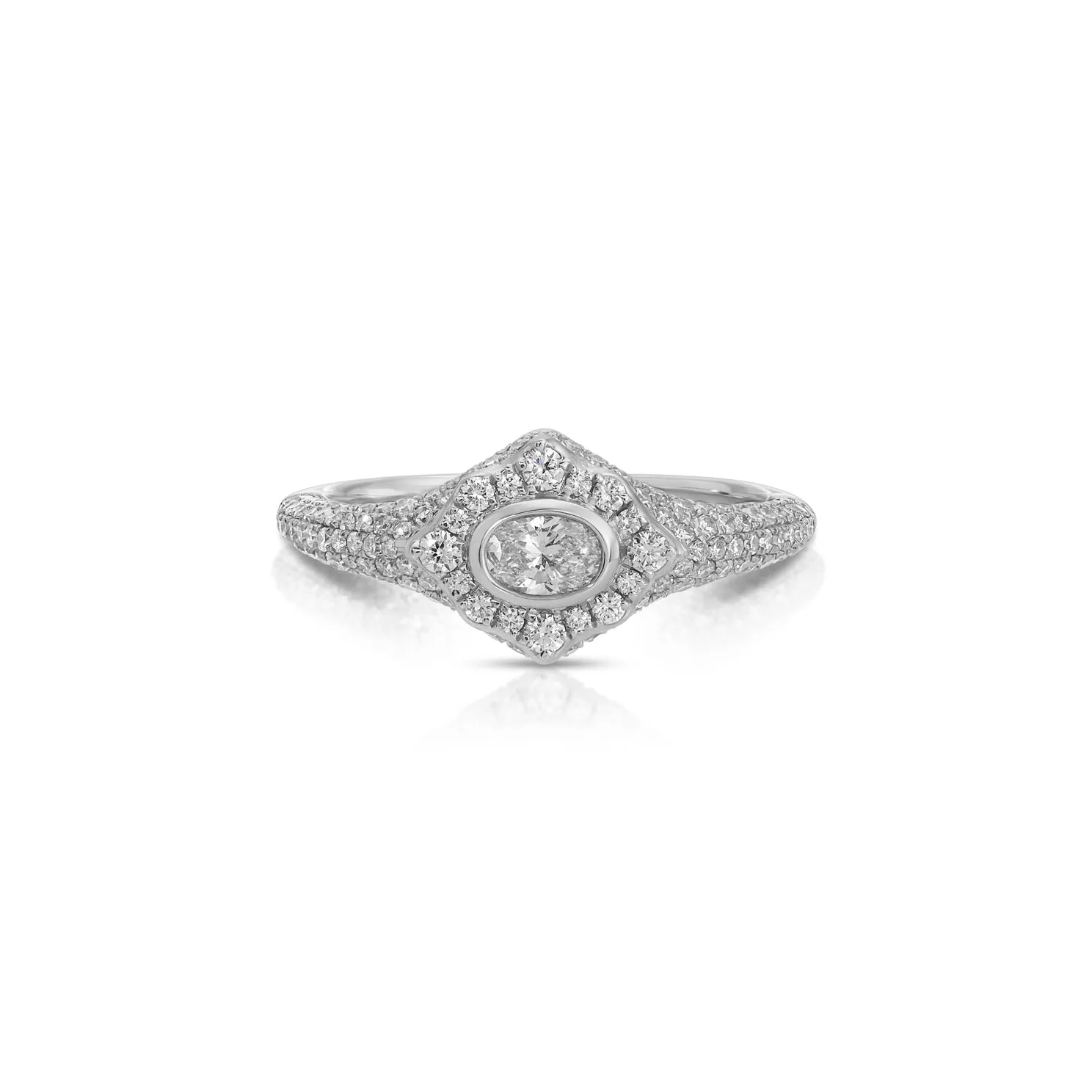 Oval Diamond Daphne Signet Ring sold by EF Collection