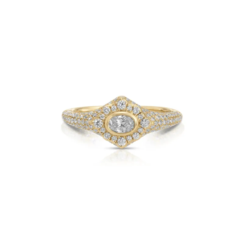 Oval Diamond Daphne Signet Ring sold by EF Collection