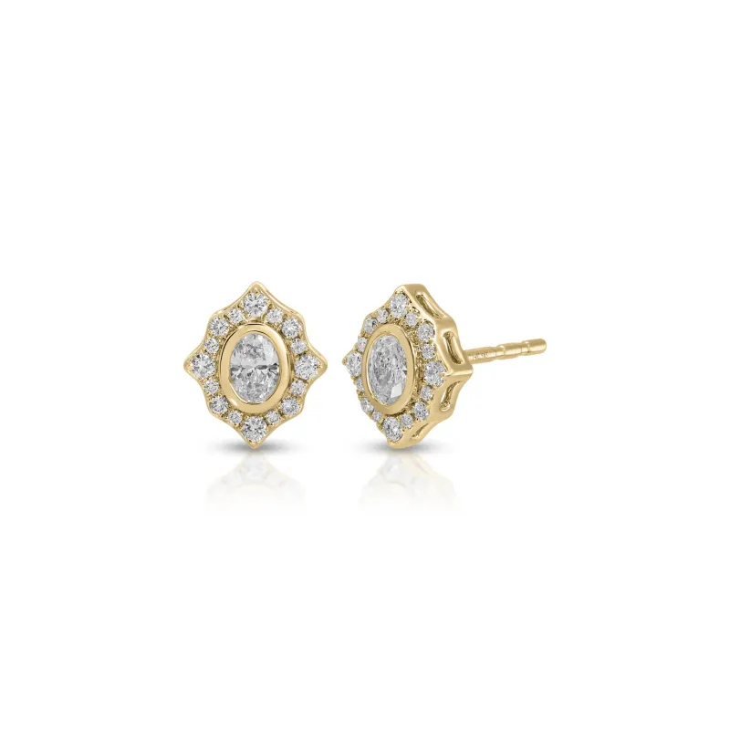 Oval Diamond Daphne Stud Earrings sold by EF Collection