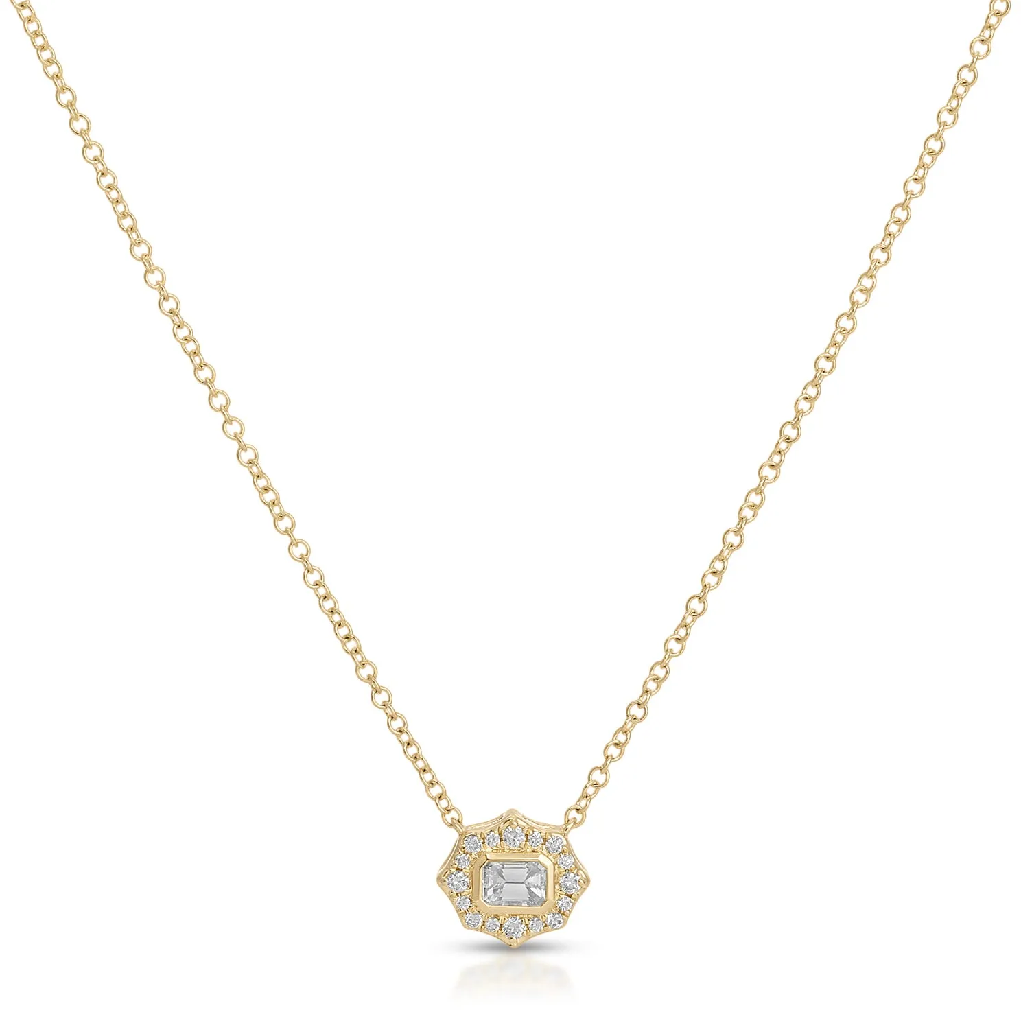 Daphne Emerald Cut Diamond Necklace sold by EF Collection