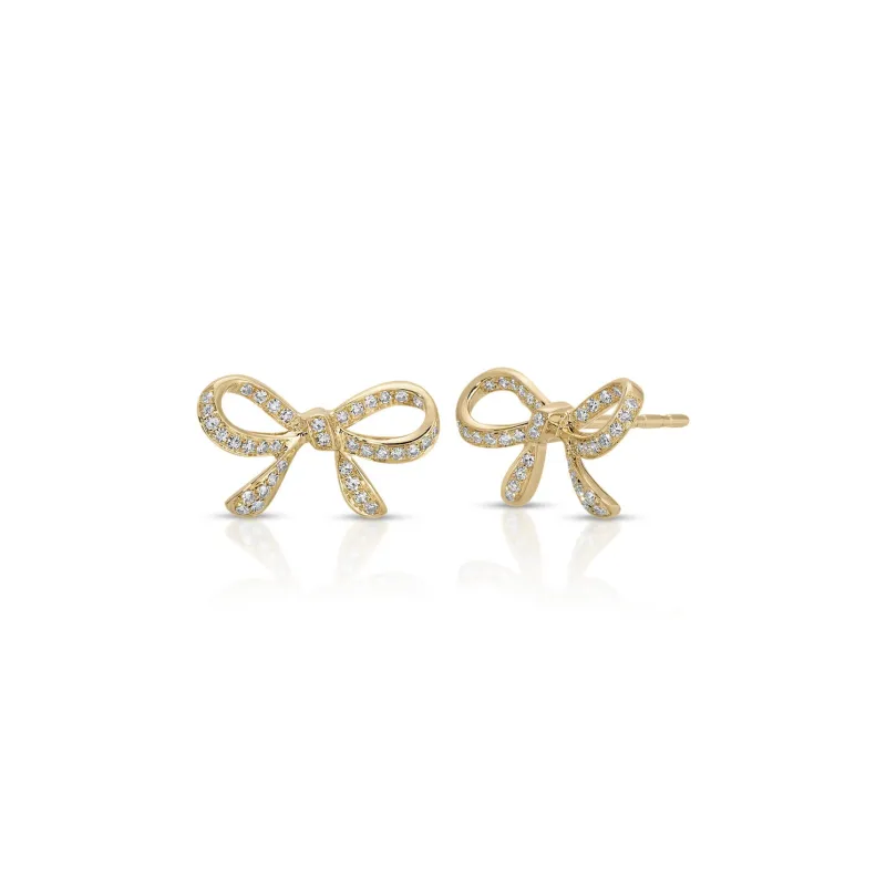 Diamond Bow Stud Earrings sold by EF Collection