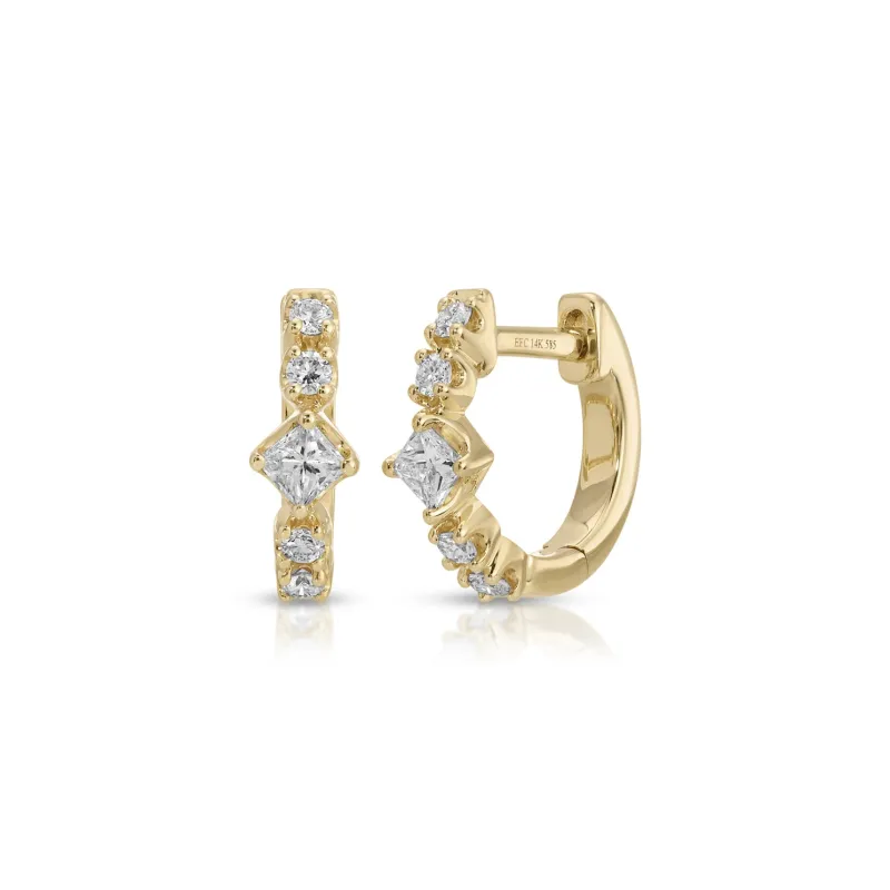 Diamond Kate Mini Huggie Earrings sold by EF Collection