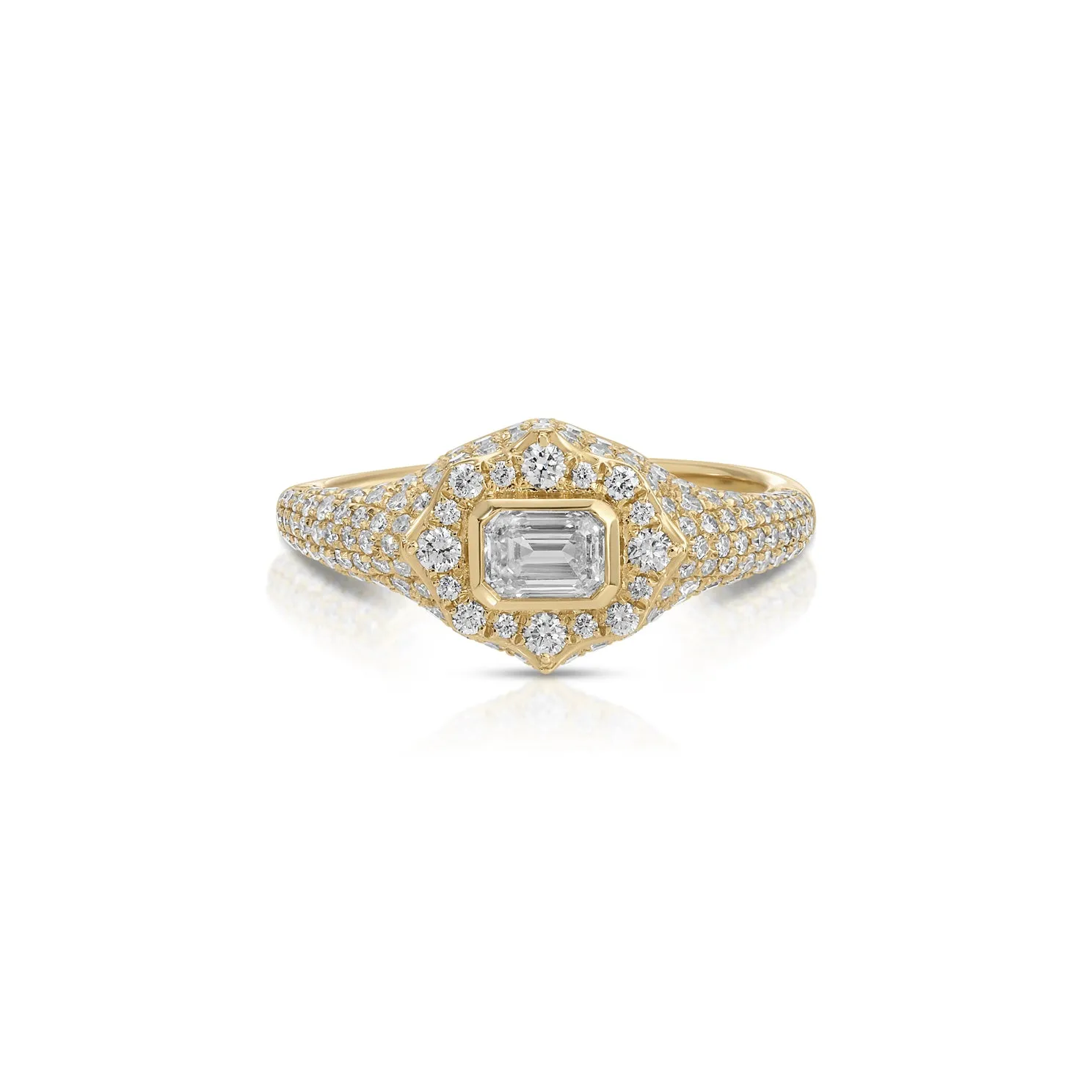 Emerald Cut Diamond Daphne Signet Ring sold by EF Collection