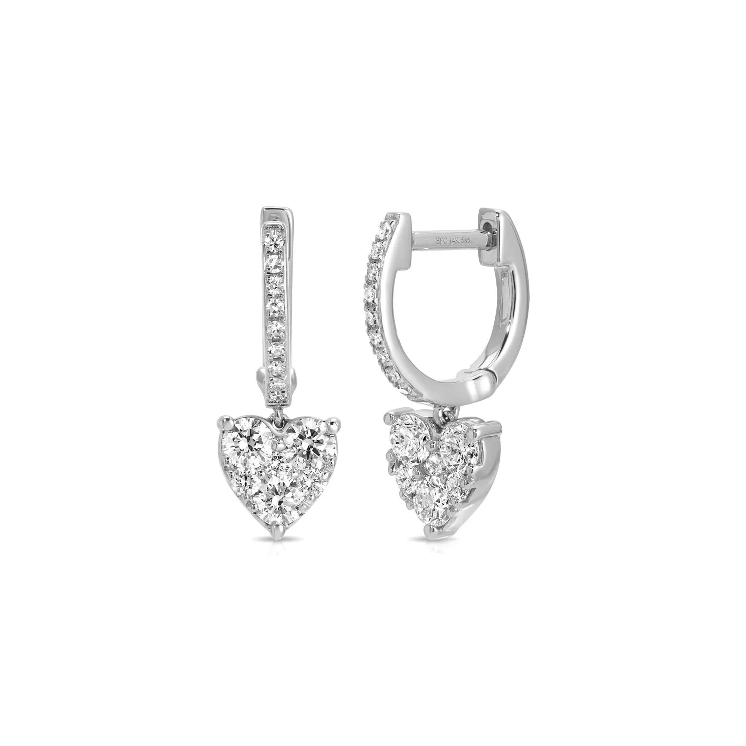 Full Cut Diamond Heart Mini Huggie Earrings sold by EF Collection