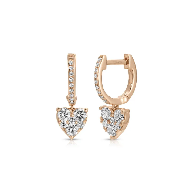 Full Cut Diamond Heart Mini Huggie Earrings sold by EF Collection