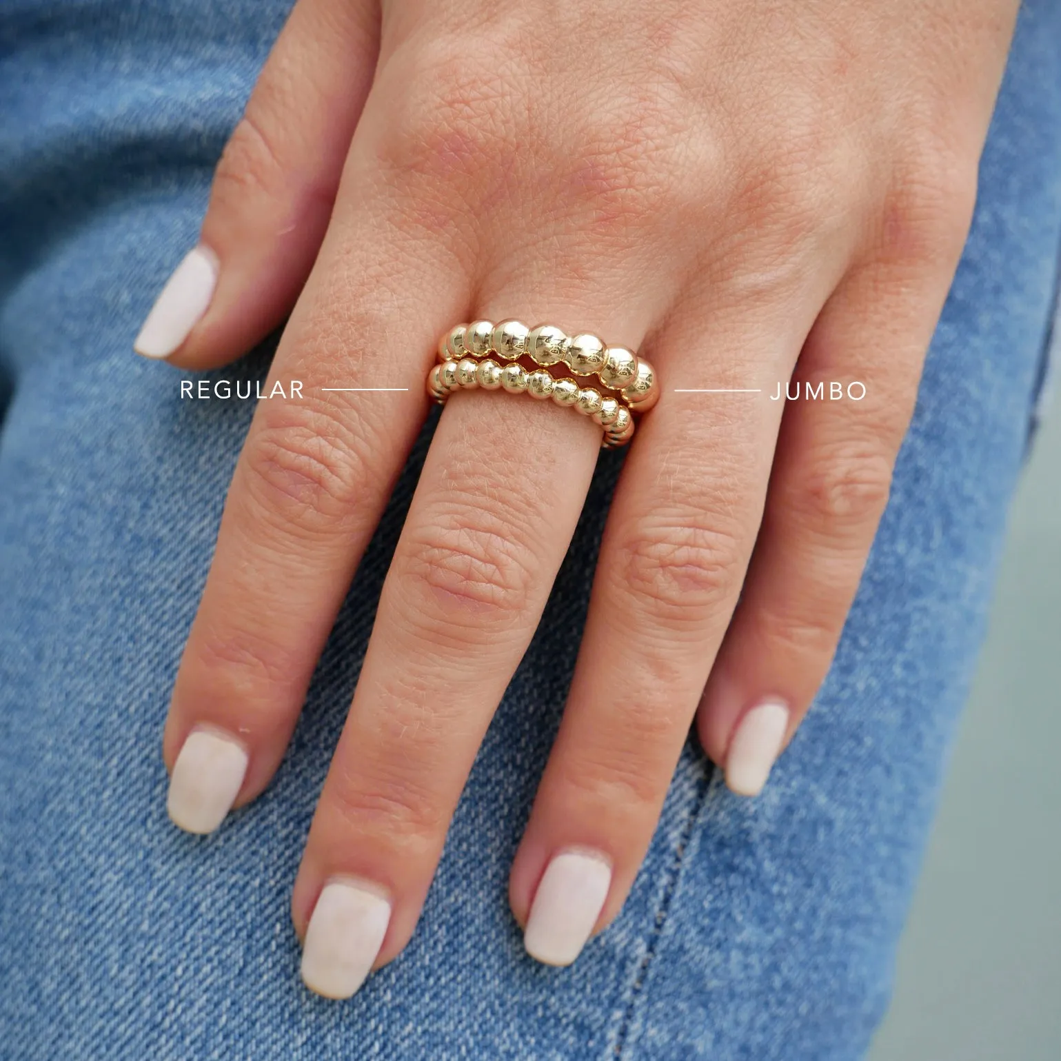 Gold Jumbo Ball Stack Ring sold by EF Collection product image thumbnail 3