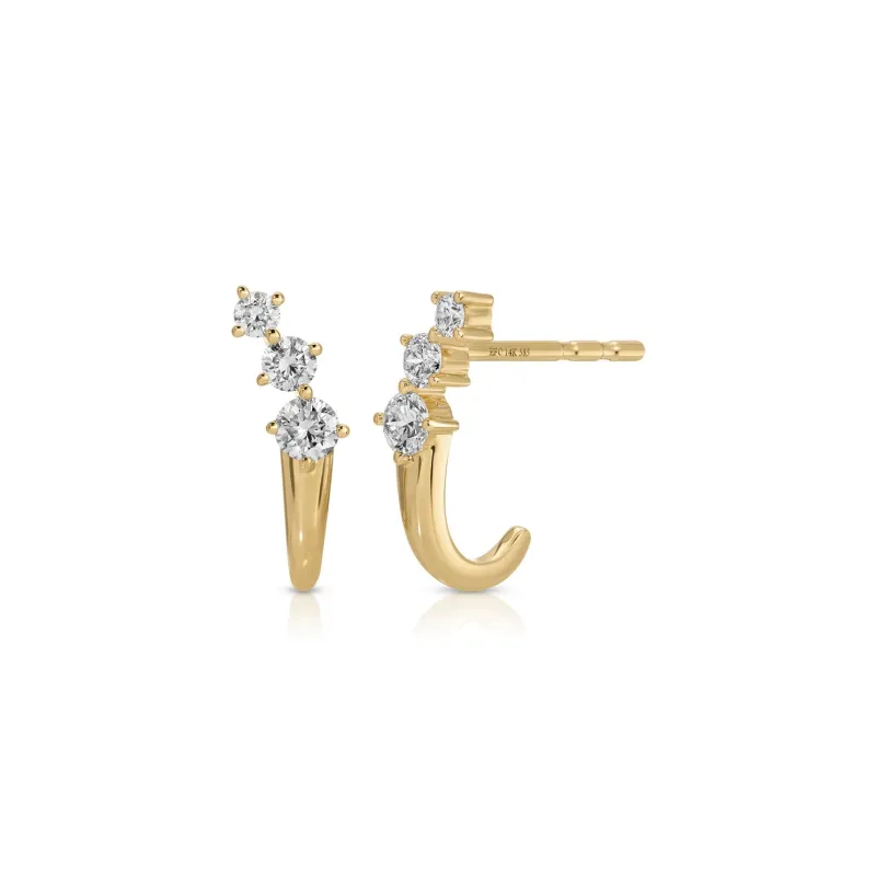 Diamond Leila Huggie Earrings sold by EF Collection