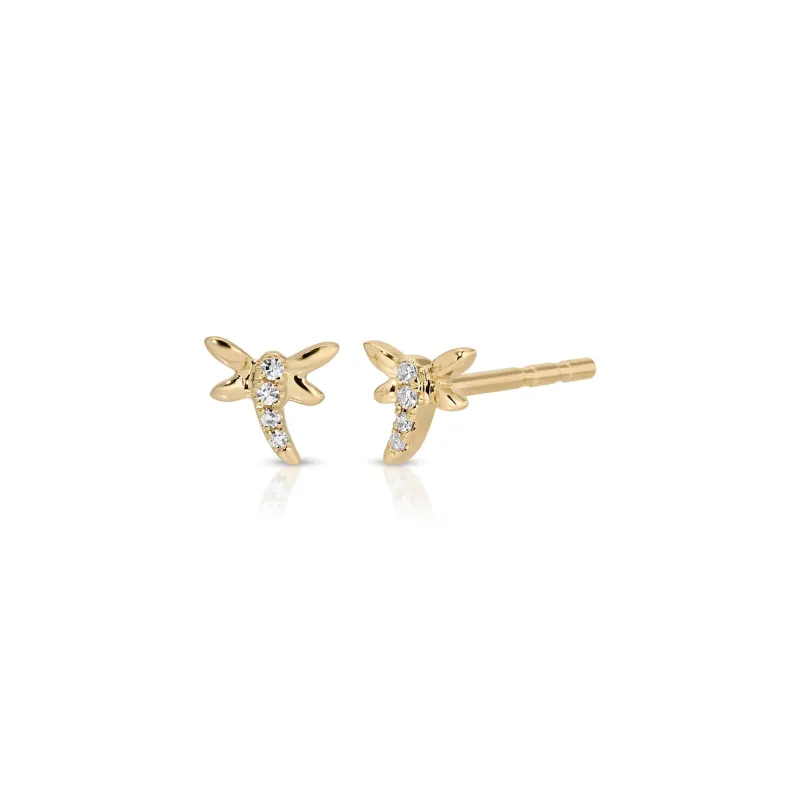 Diamond Mini Dragonfly Stud Earring made by EF Collection