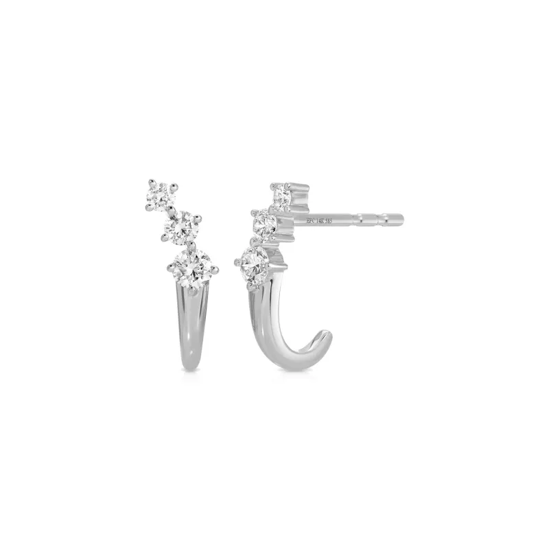 Diamond Leila Huggie Earrings sold by EF Collection