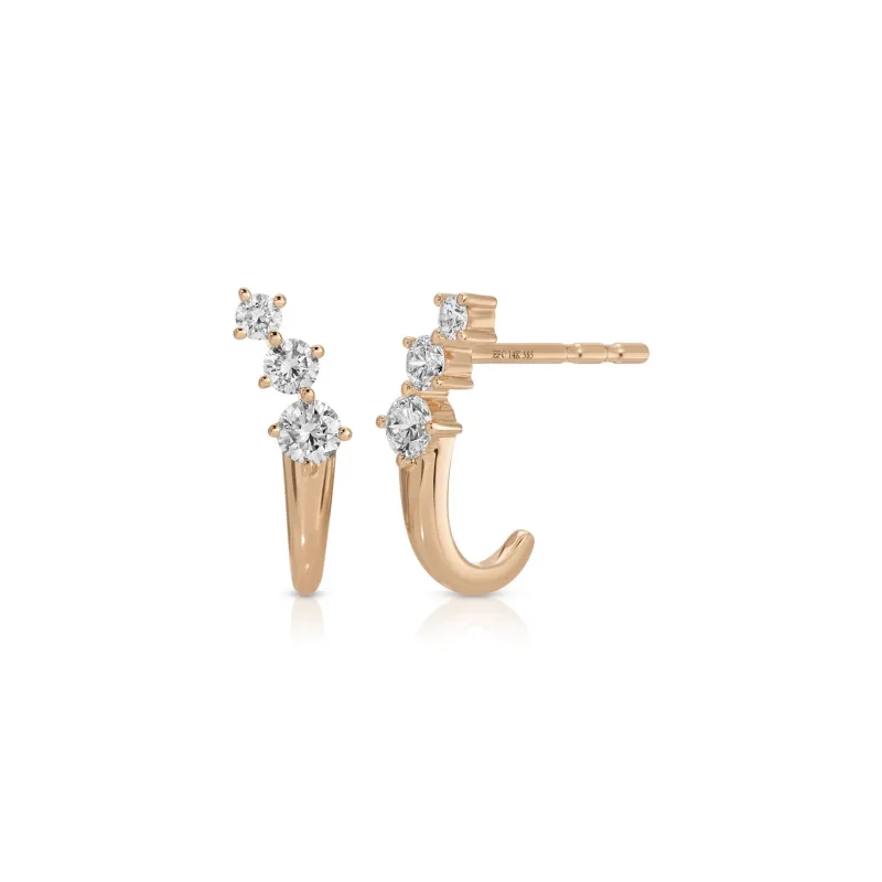 Diamond Leila Huggie Earrings sold by EF Collection