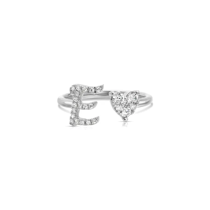 Full Cut Diamond Heart Initial Ring made by EF Collection