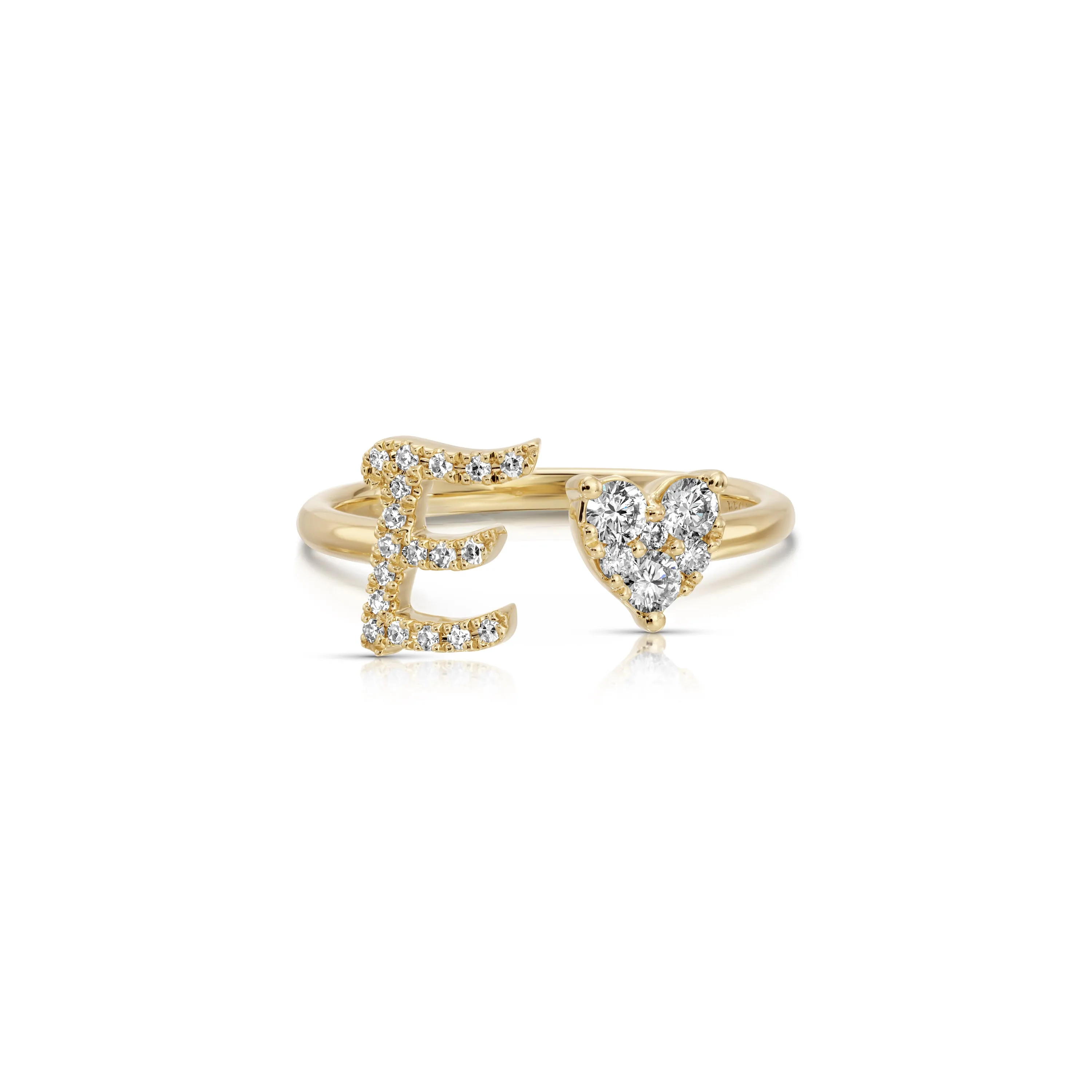 Full Cut Diamond Heart Initial Ring sold by EF Collection