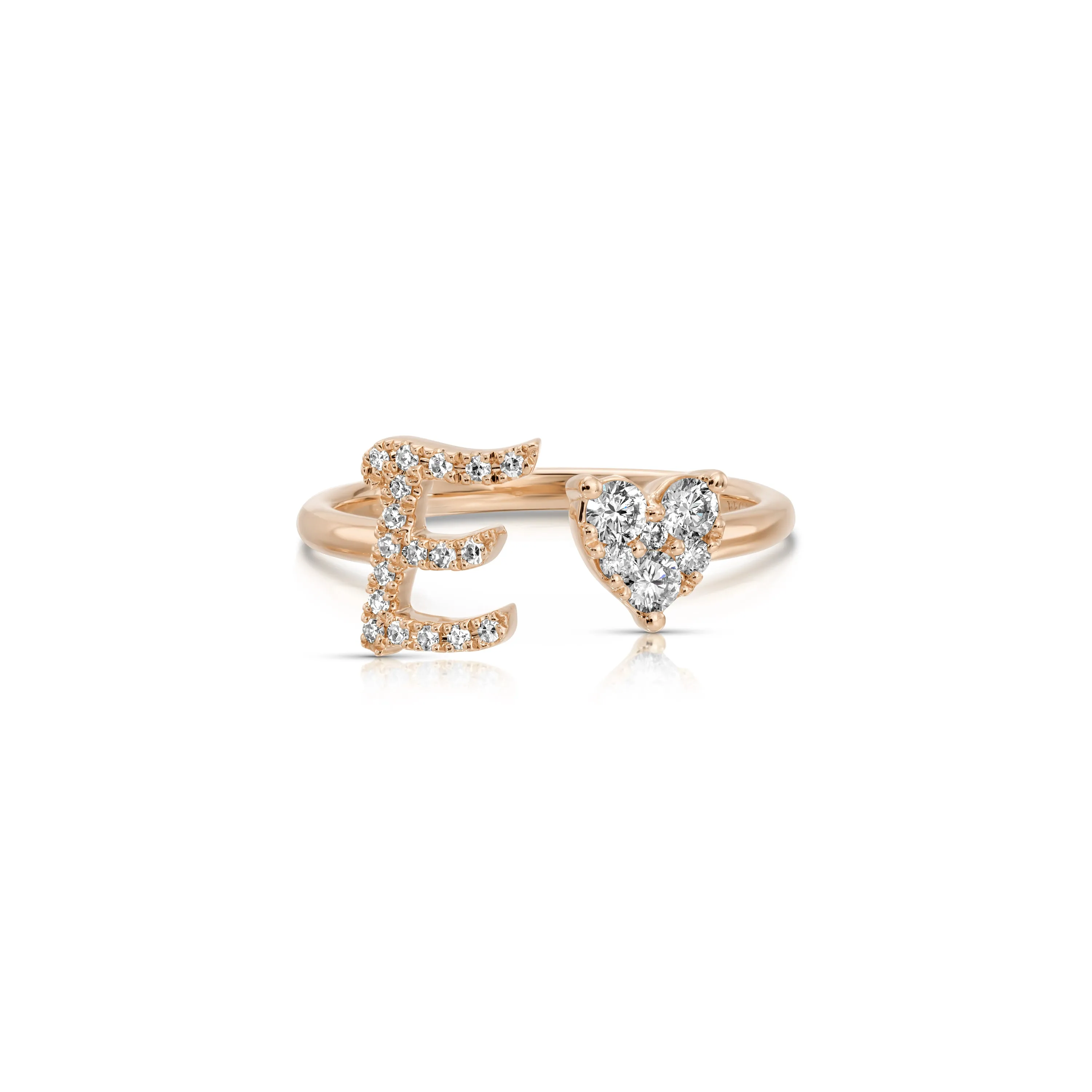 Full Cut Diamond Heart Initial Ring sold by EF Collection