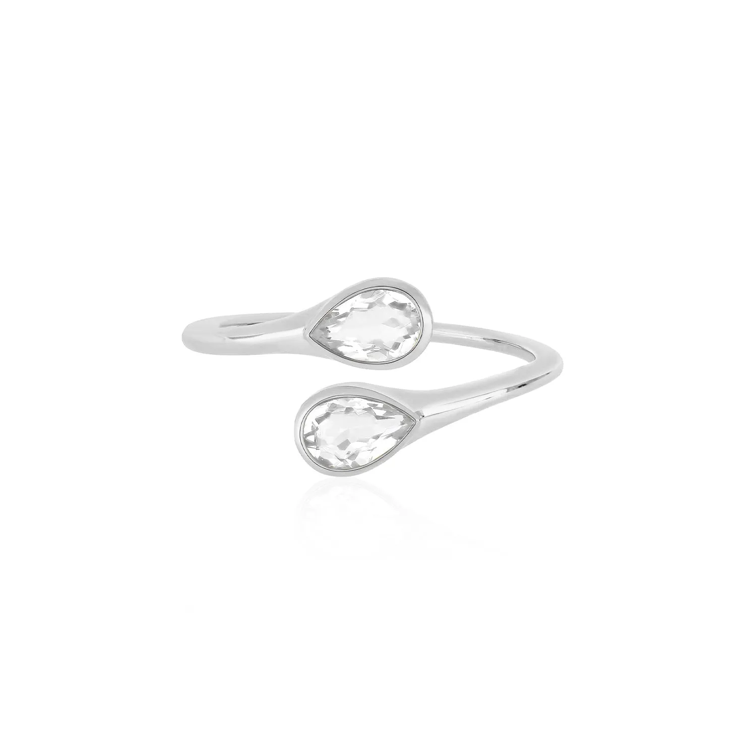 White Quartz Double Pear Ring sold by EF Collection product image thumbnail 4