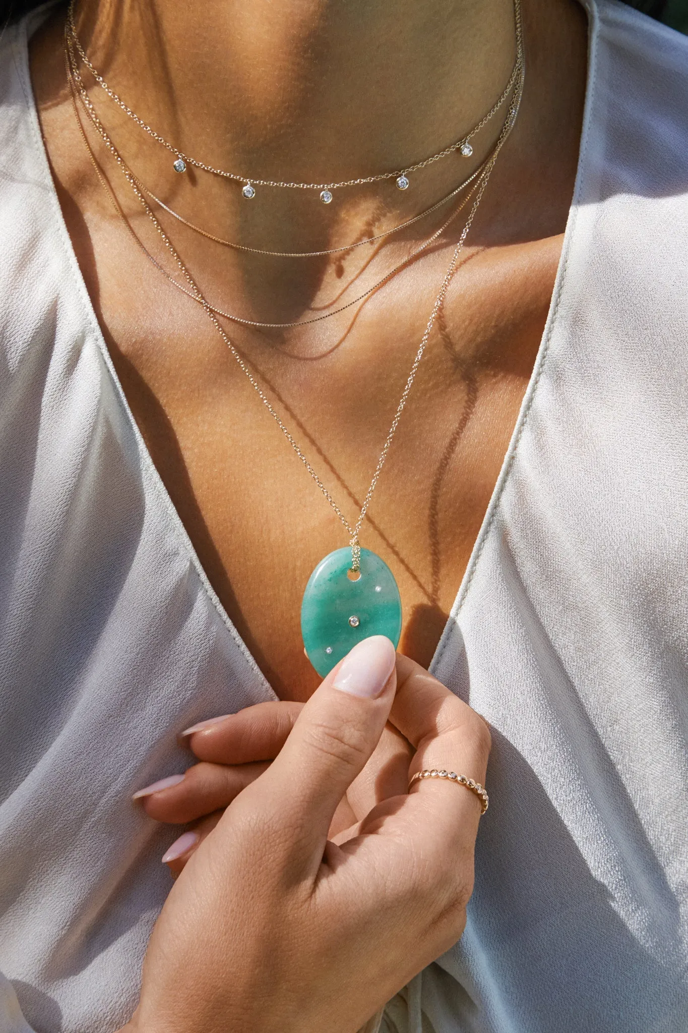Rose Quartz Aura Necklace sold by EF Collection product image thumbnail 2