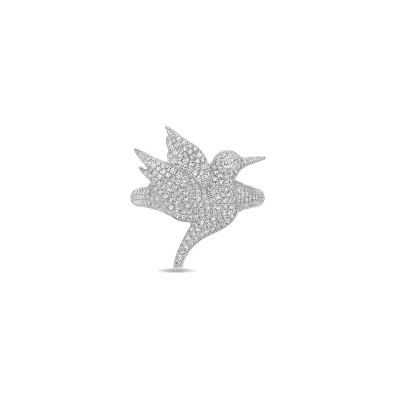 Pave Diamond Hummingbird Pinky Ring made by EF Collection