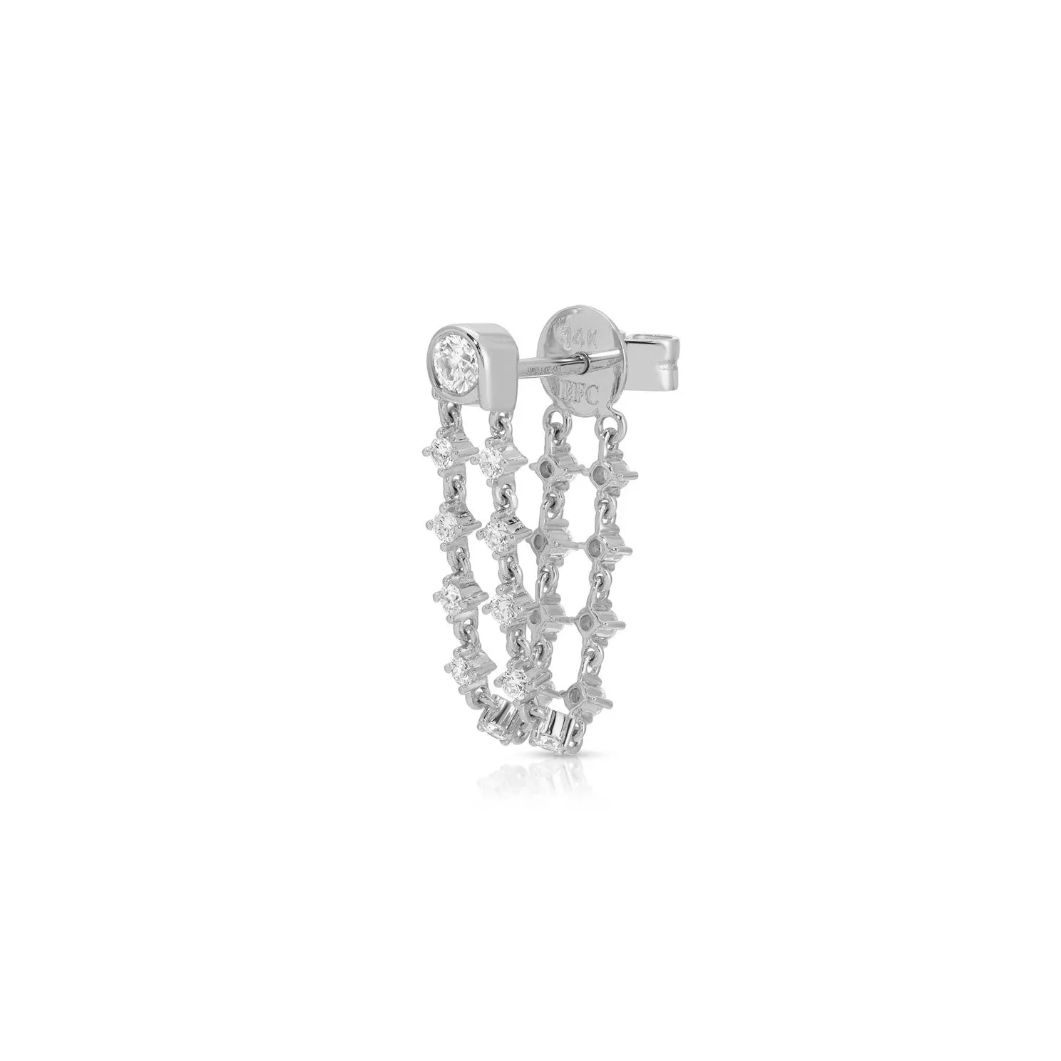 Diamond Bezel Double Chain Stud Earring sold by EF Collection product image thumbnail 3