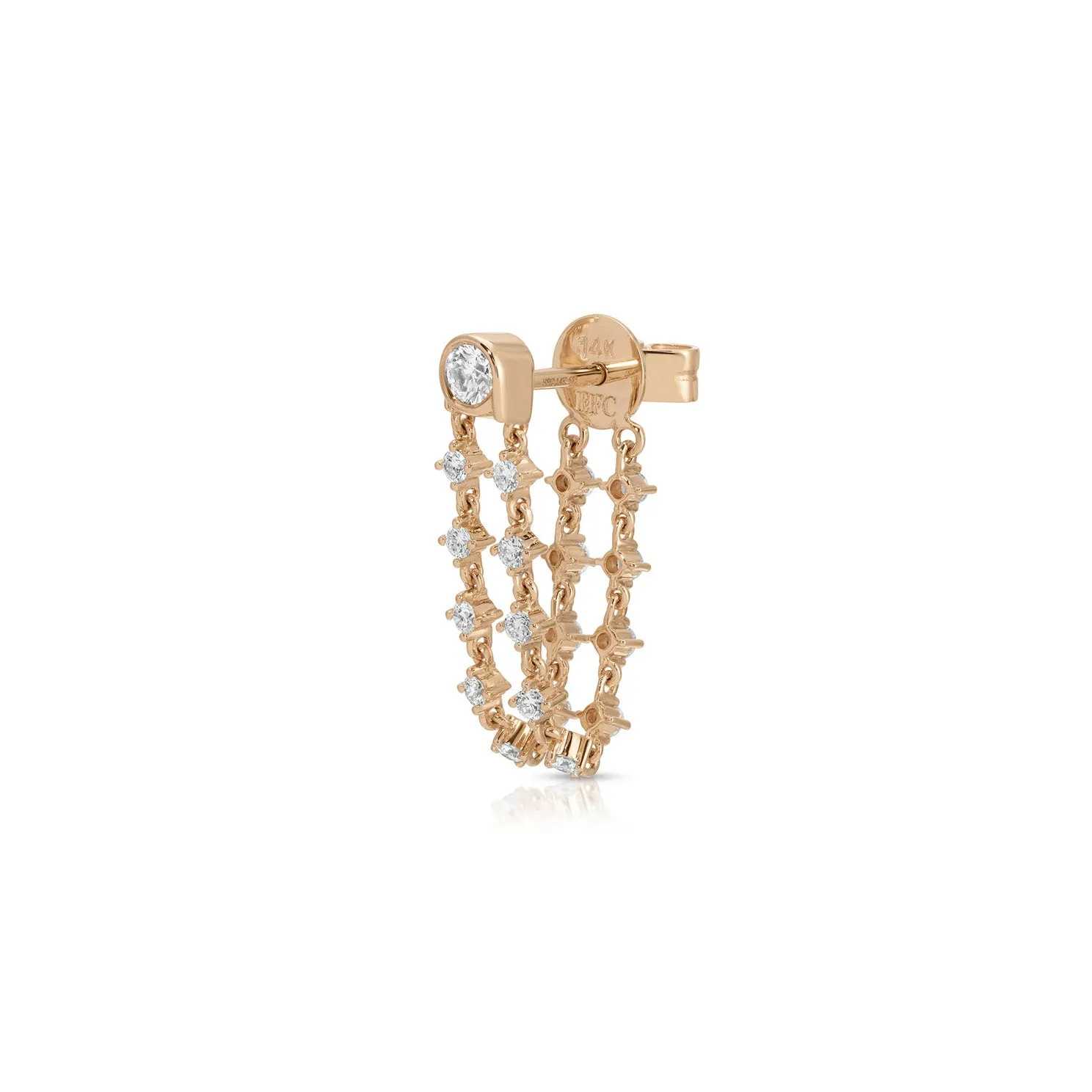 Diamond Bezel Double Chain Stud Earring sold by EF Collection product image thumbnail 3