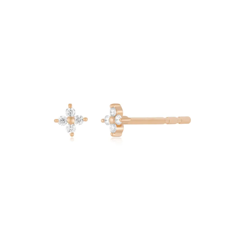 Mini Diamond Fleur Stud Earring made by EF Collection