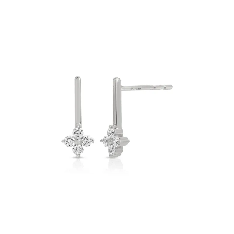 Diamond Fleur Bar Stud Earrings made by EF Collection