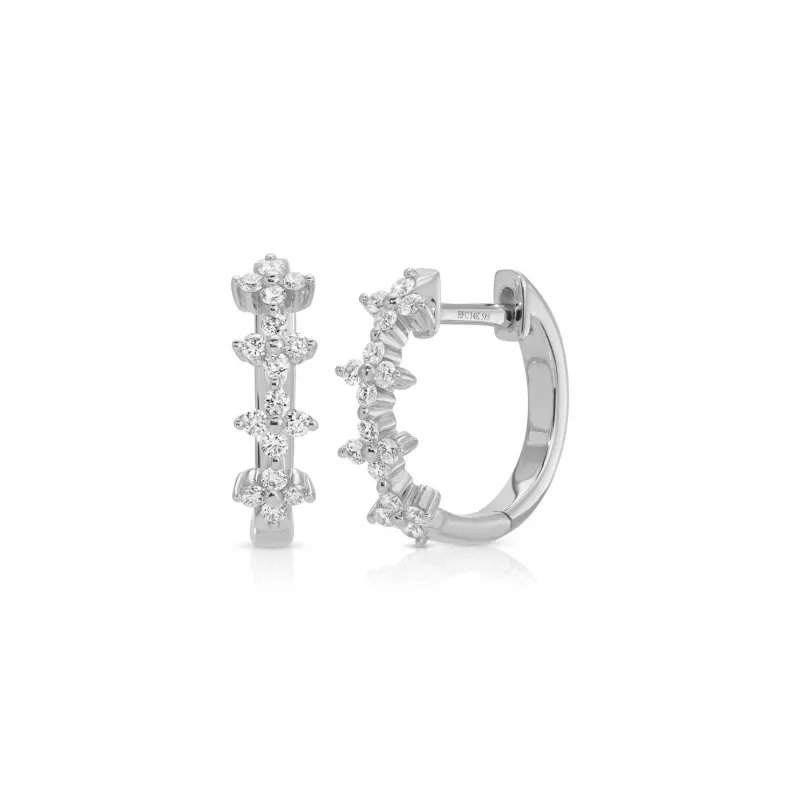 Diamond Fleur Huggie Earrings made by EF Collection
