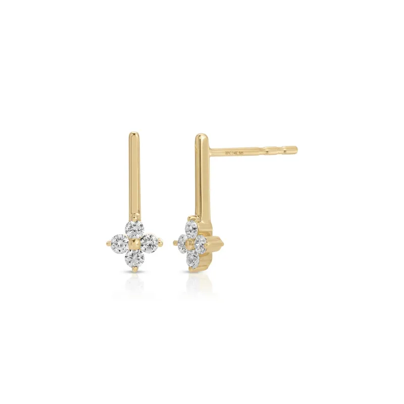 Diamond Fleur Bar Stud Earrings made by EF Collection