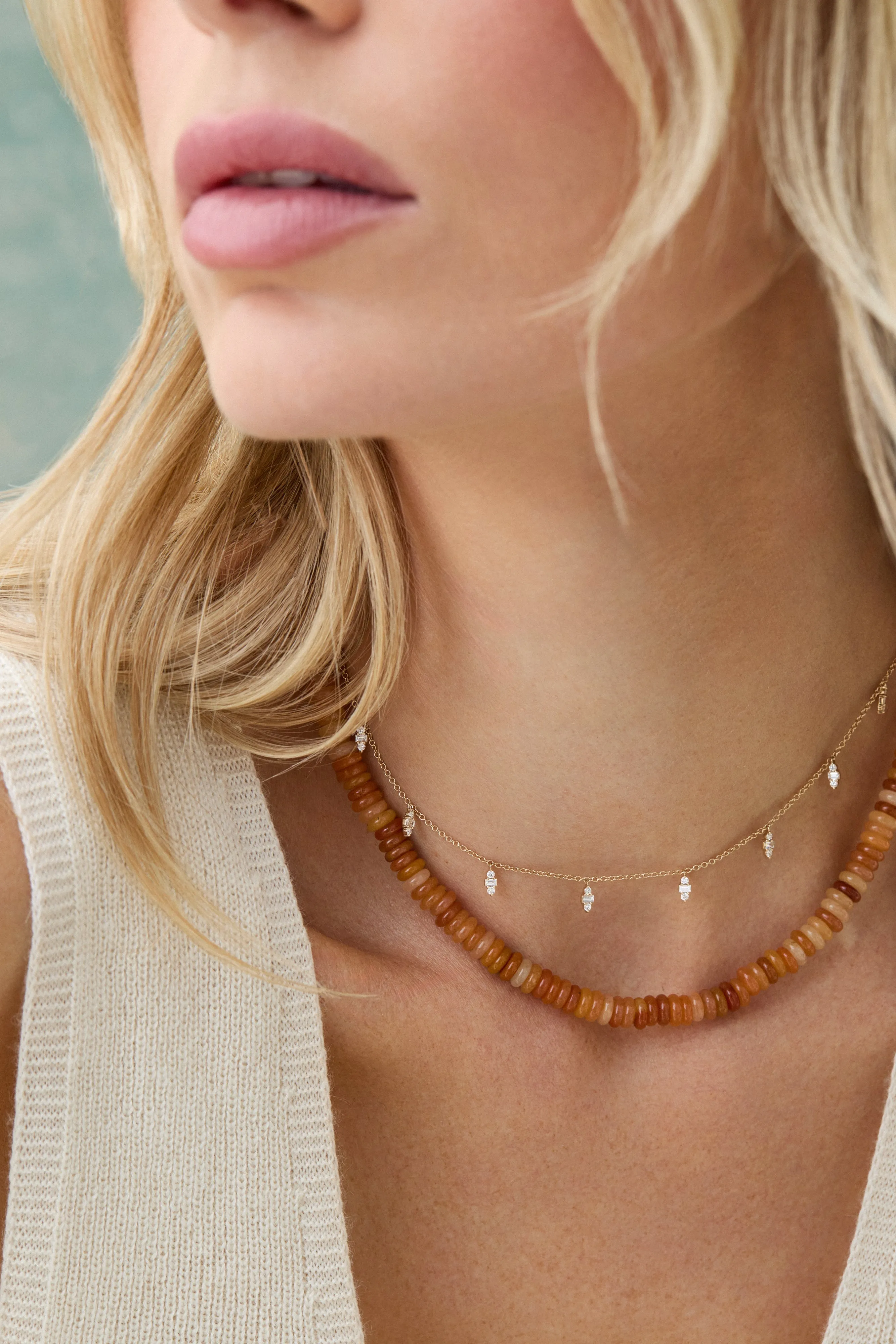 Amber Aventurine Rondelle Bead Necklace sold by EF Collection product image thumbnail 3