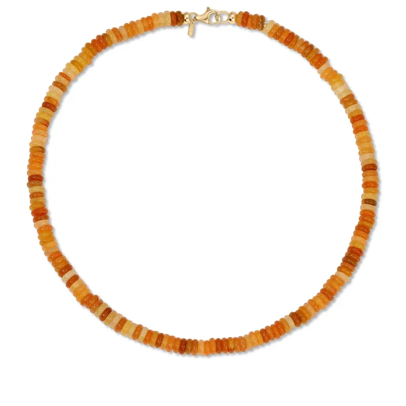 Amber Aventurine Rondelle Bead Necklace made by EF Collection