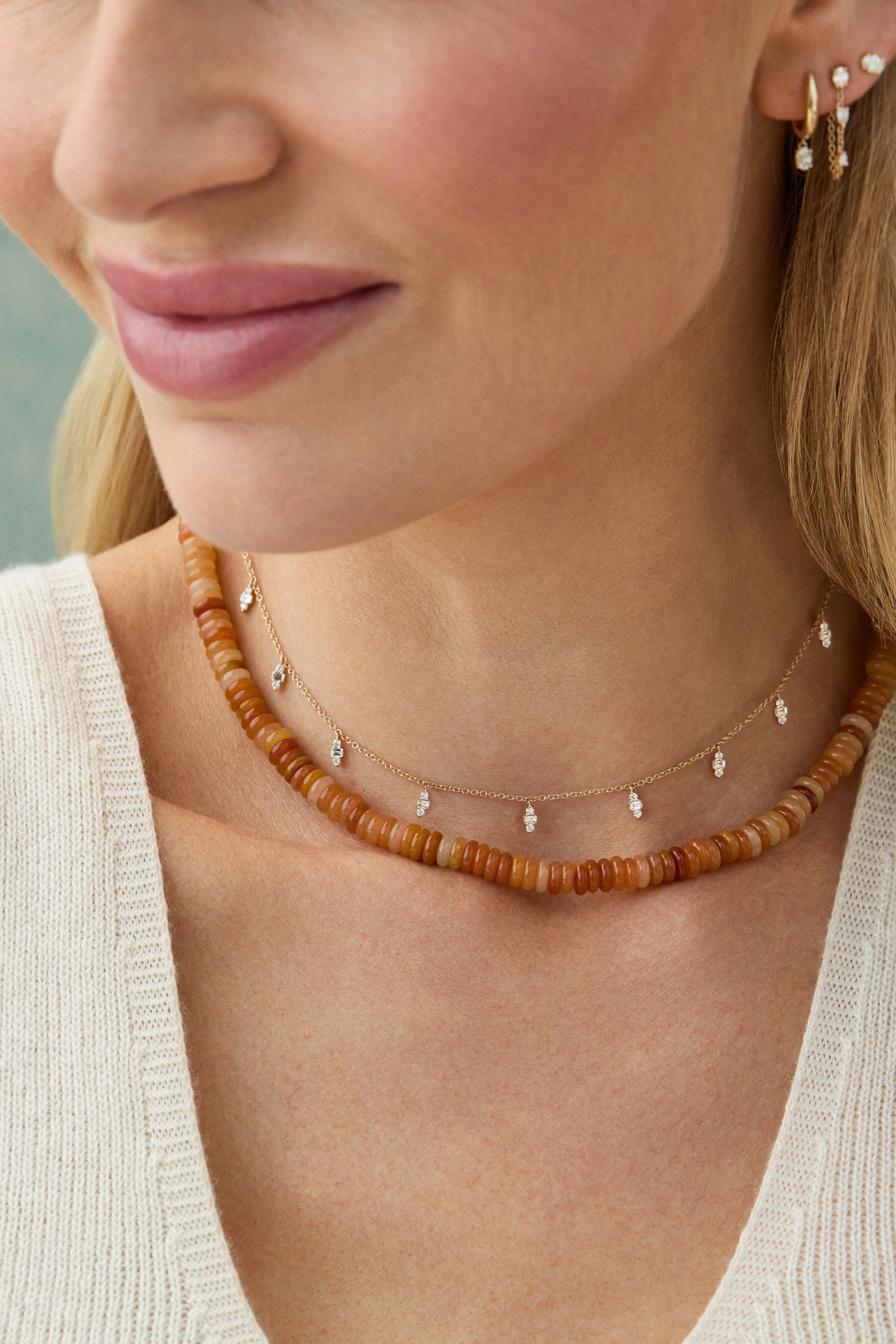 Amber Aventurine Rondelle Bead Necklace sold by EF Collection product image thumbnail 2