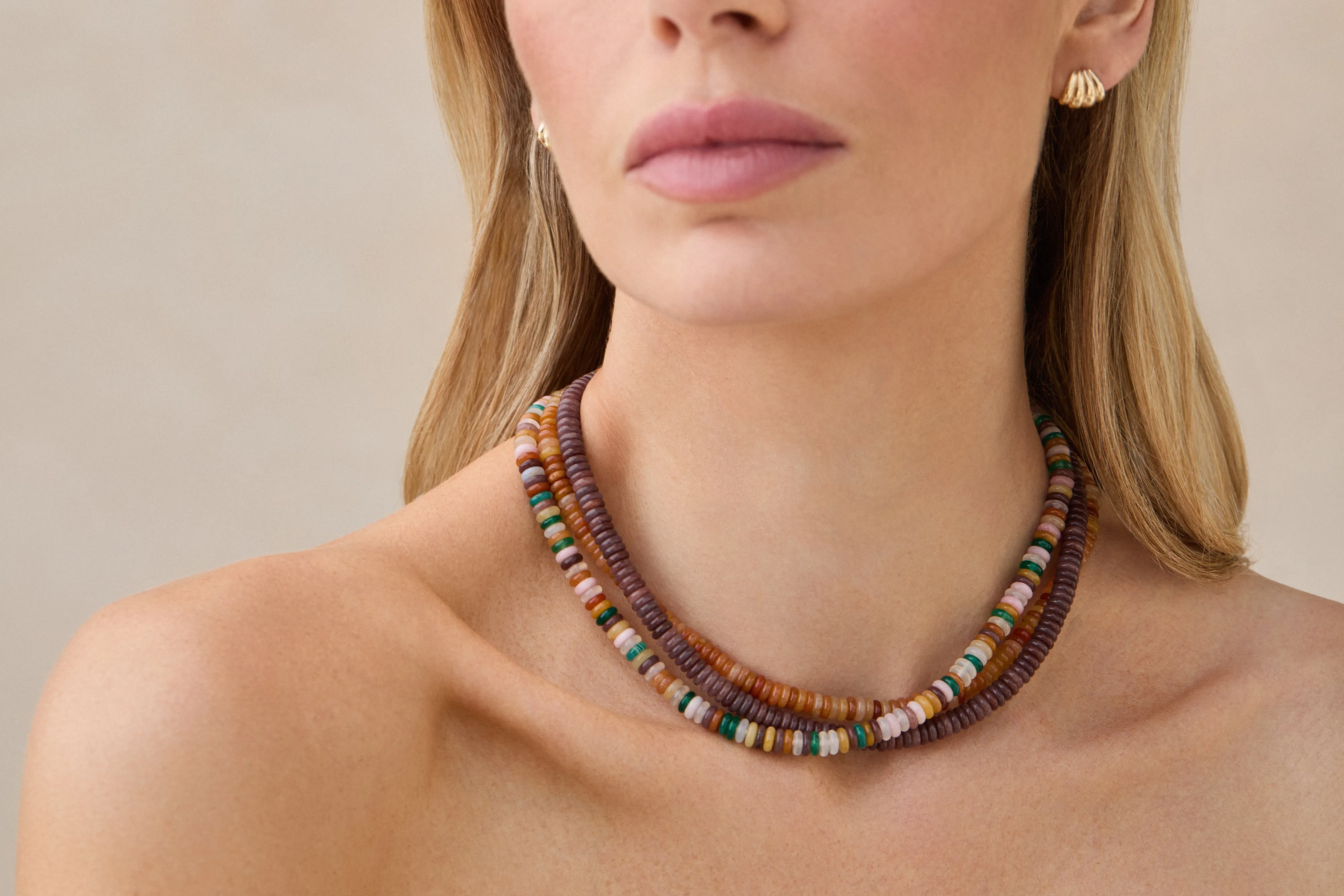 Plum Aventurine Rondelle Bead Necklace sold by EF Collection product image thumbnail 3