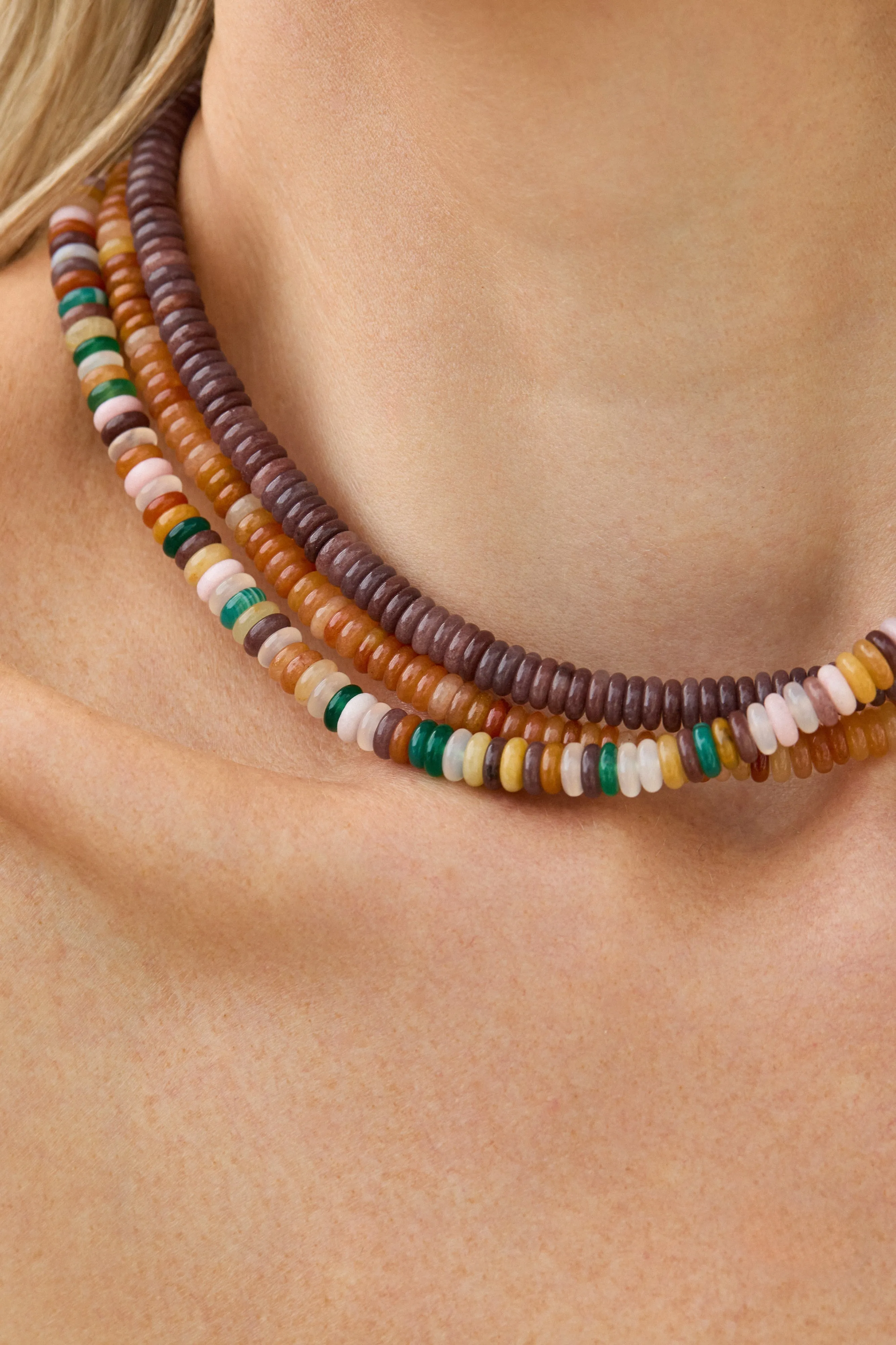 Plum Aventurine Rondelle Bead Necklace sold by EF Collection product image thumbnail 2