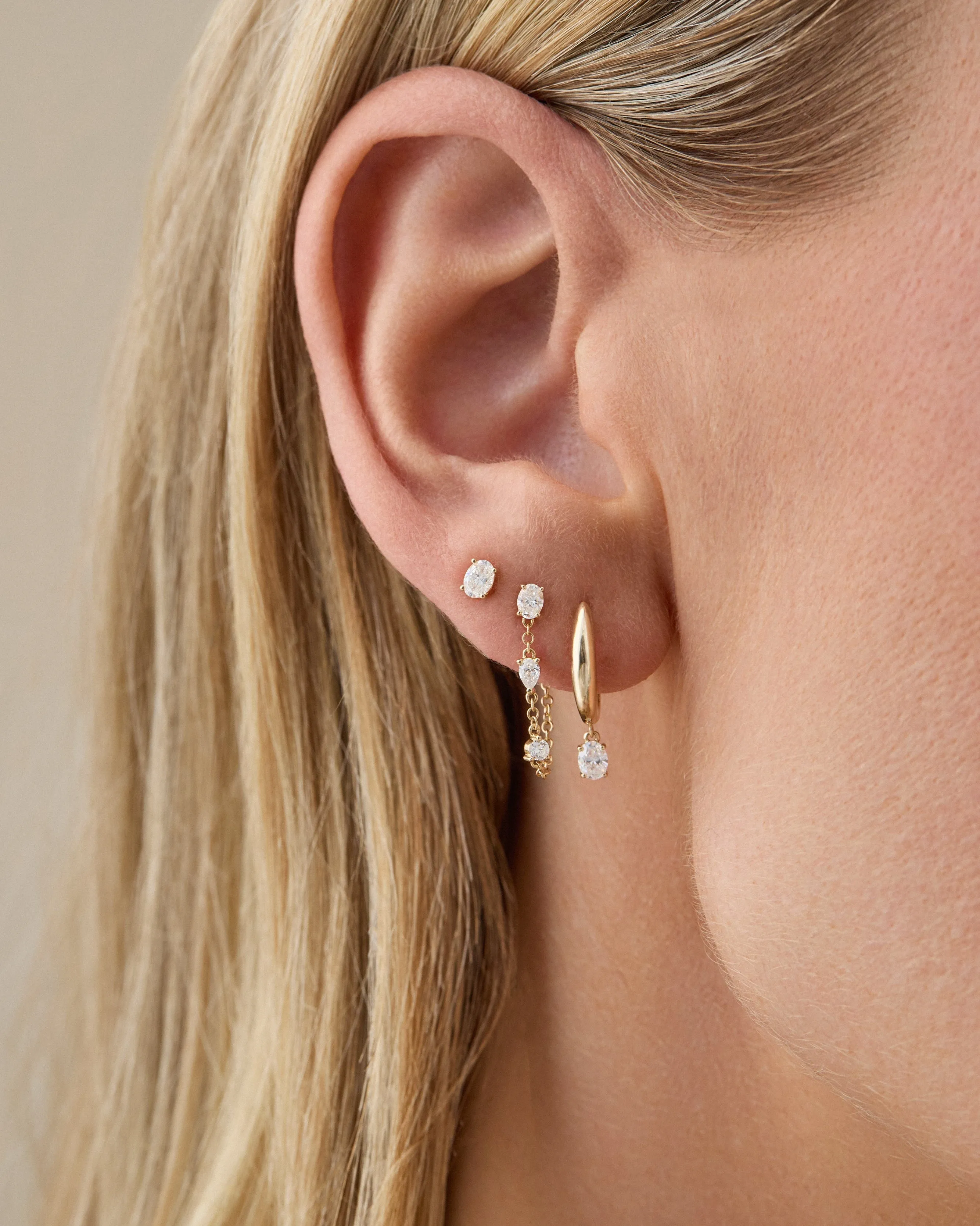 Mixed Shape Diamond Chain Stud Earrings sold by EF Collection product image thumbnail 2