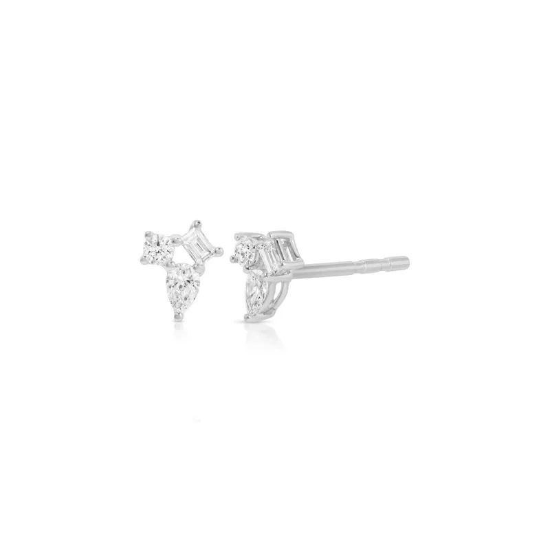 Mini Triple Diamond Cluster Stud Earrings made by EF Collection