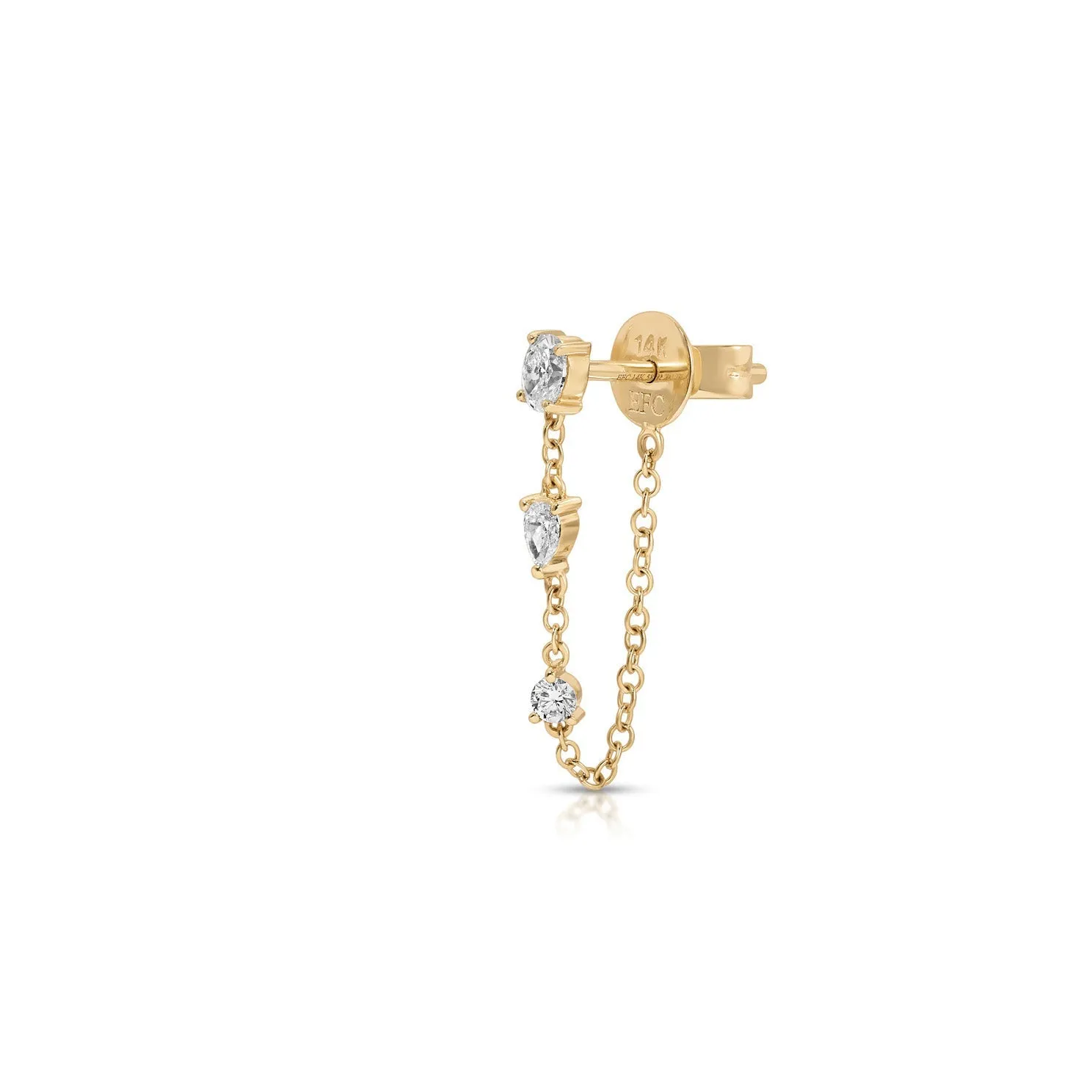 Mixed Shape Diamond Chain Stud Earrings sold by EF Collection product image thumbnail 3