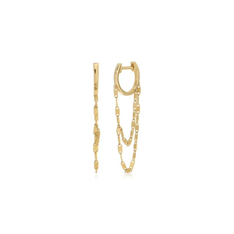 Ella Chain Mini Huggie Earrings made by EF Collection