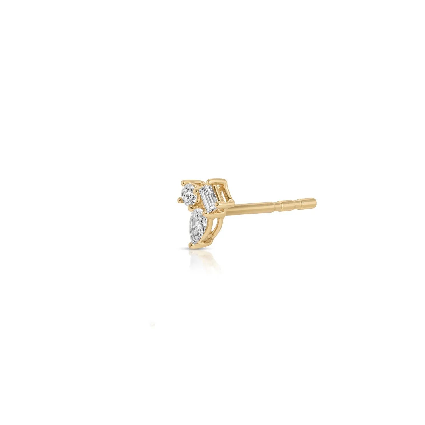 Mini Triple Diamond Cluster Stud Earrings sold by EF Collection product image thumbnail 3